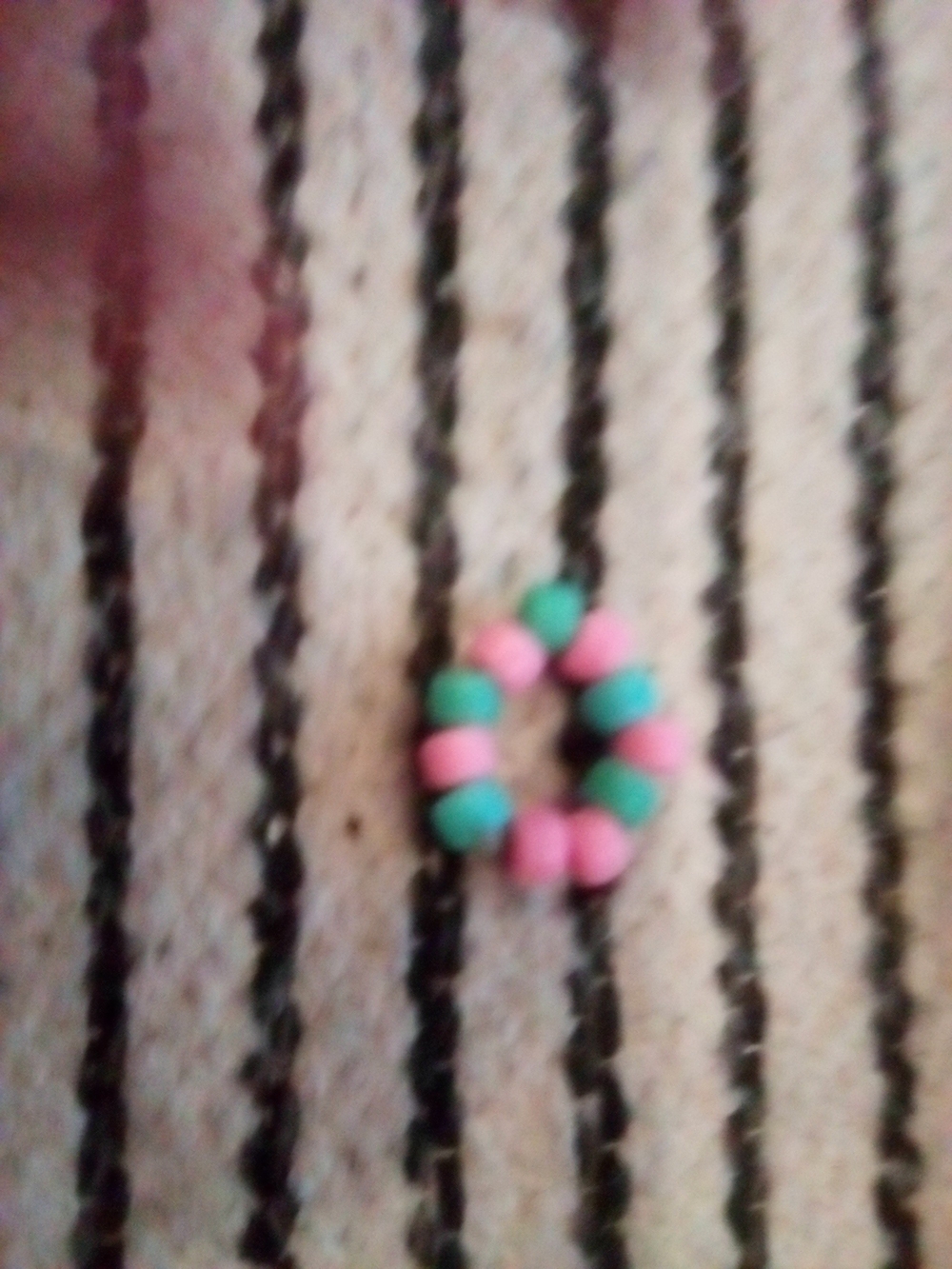 Pink and Green Beaded Stretch Ring